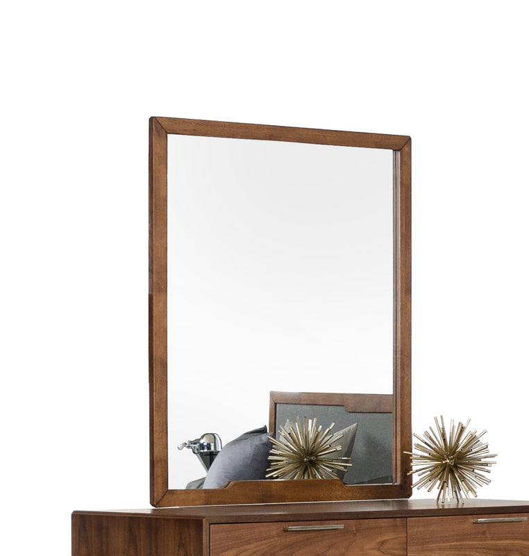 40'' Walnut Mdf  Veneer  And Glass Mirror