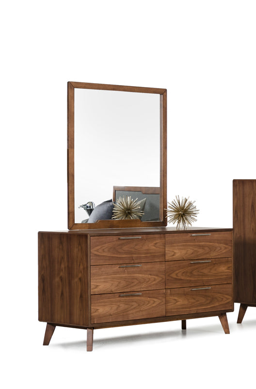 40'' Walnut Mdf  Veneer  And Glass Mirror