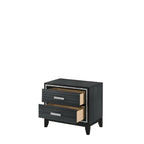 Acme Haiden Wooden 2-Drawer Nightstand with Silver Trim in Weathered Black