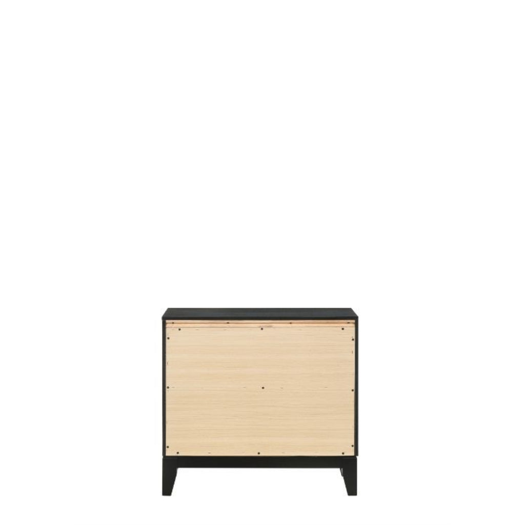 Acme Haiden Wooden 2-Drawer Nightstand with Silver Trim in Weathered Black