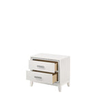 Acme Haiden Wooden Rectangular 2-Drawer Nightstand with Silver Trim in White