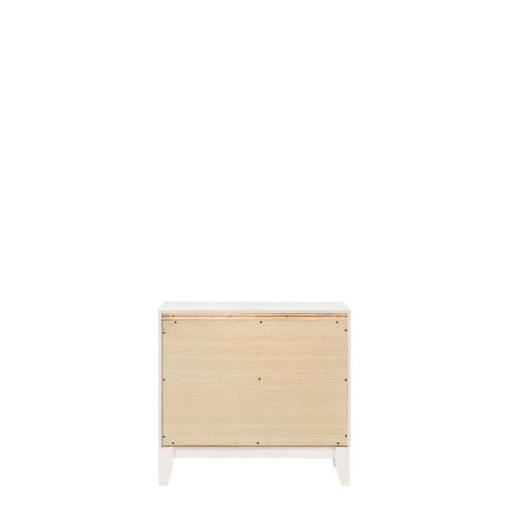 Acme Haiden Wooden Rectangular 2-Drawer Nightstand with Silver Trim in White