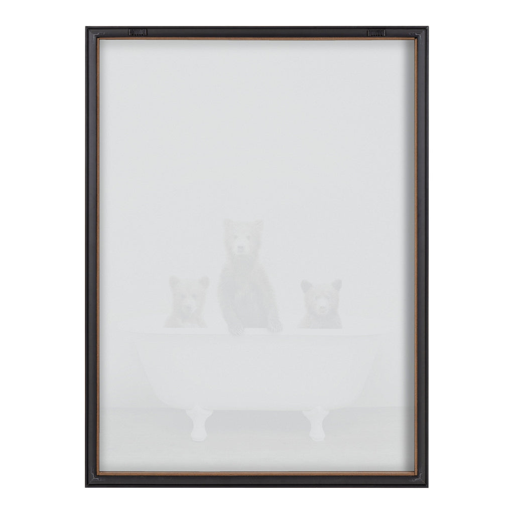 Blake Three Little Bears in Vintage Bathtub Framed Printed Glass by Amy Peterson Art Studio