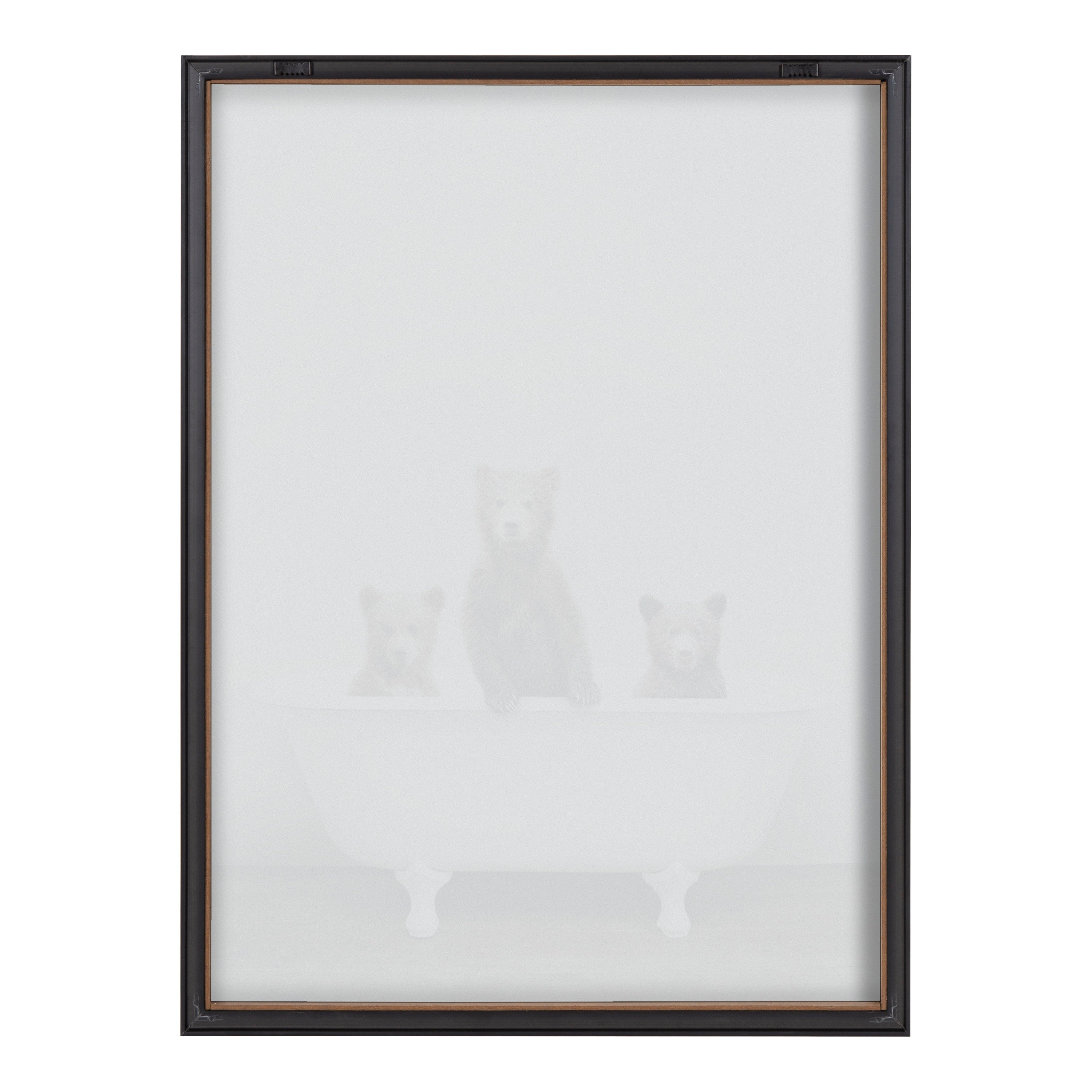 Blake Three Little Bears in Vintage Bathtub Framed Printed Glass by Amy Peterson Art Studio