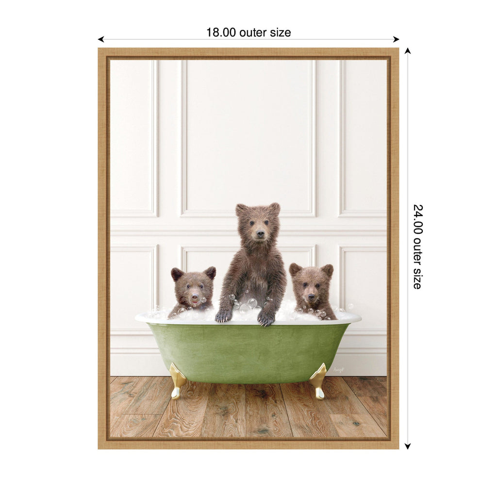 Sylvie Three Bear Cubs in Transitional Bathtub Framed Canvas by Amy Peterson