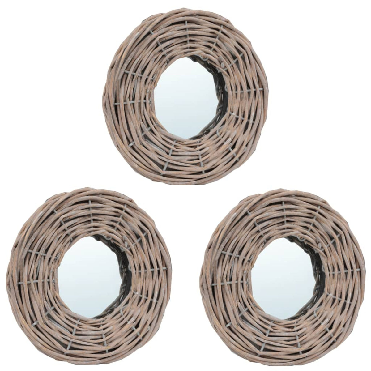 Vidaxl Mirrors 3 Pcs 5.9 Inch  Wicker