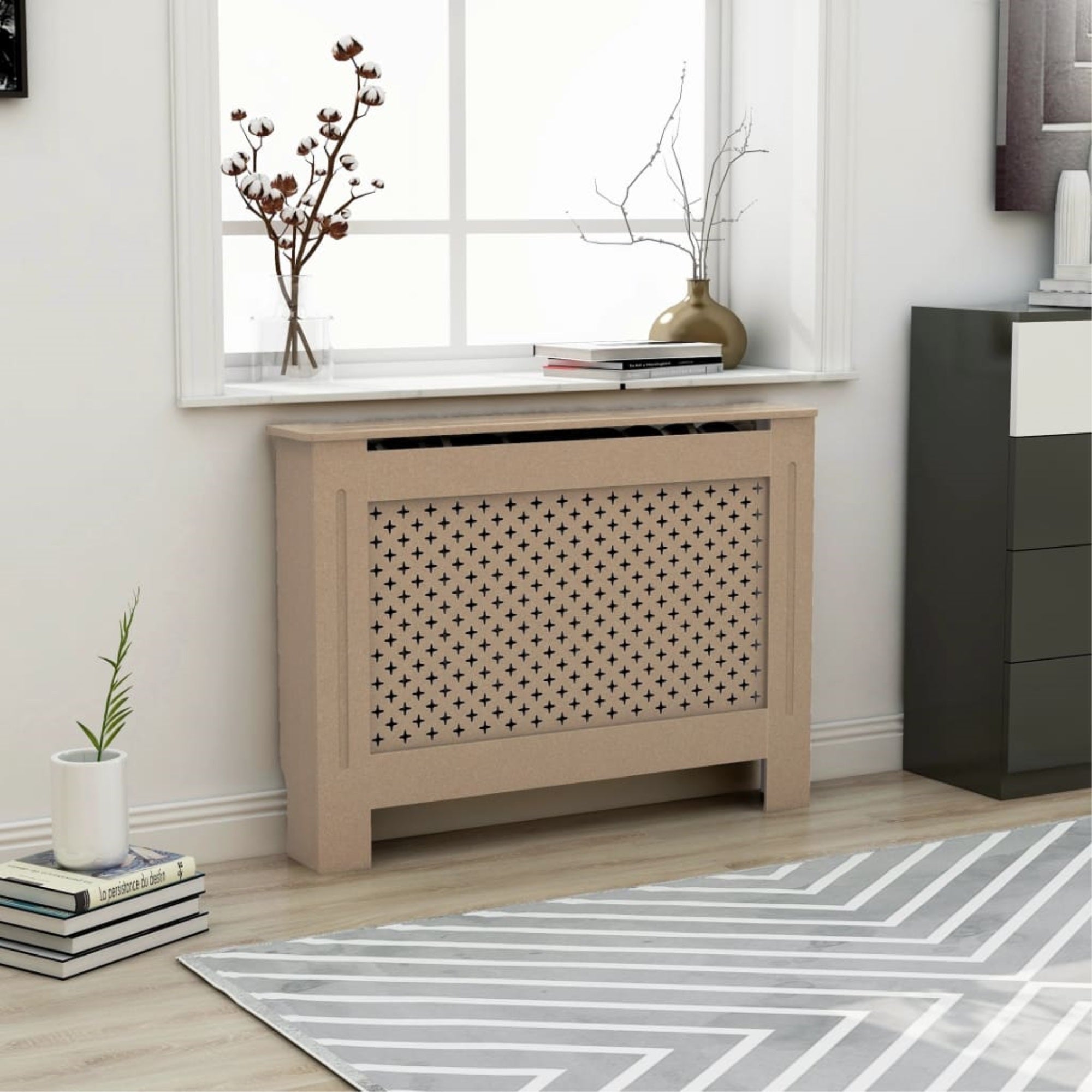 Stylish Radiator Cover - 44.1x17.5x31.9 - Additional Shelf Space - High-Quality MDF - Water-Based Lacquer Finish - Easy Assembly