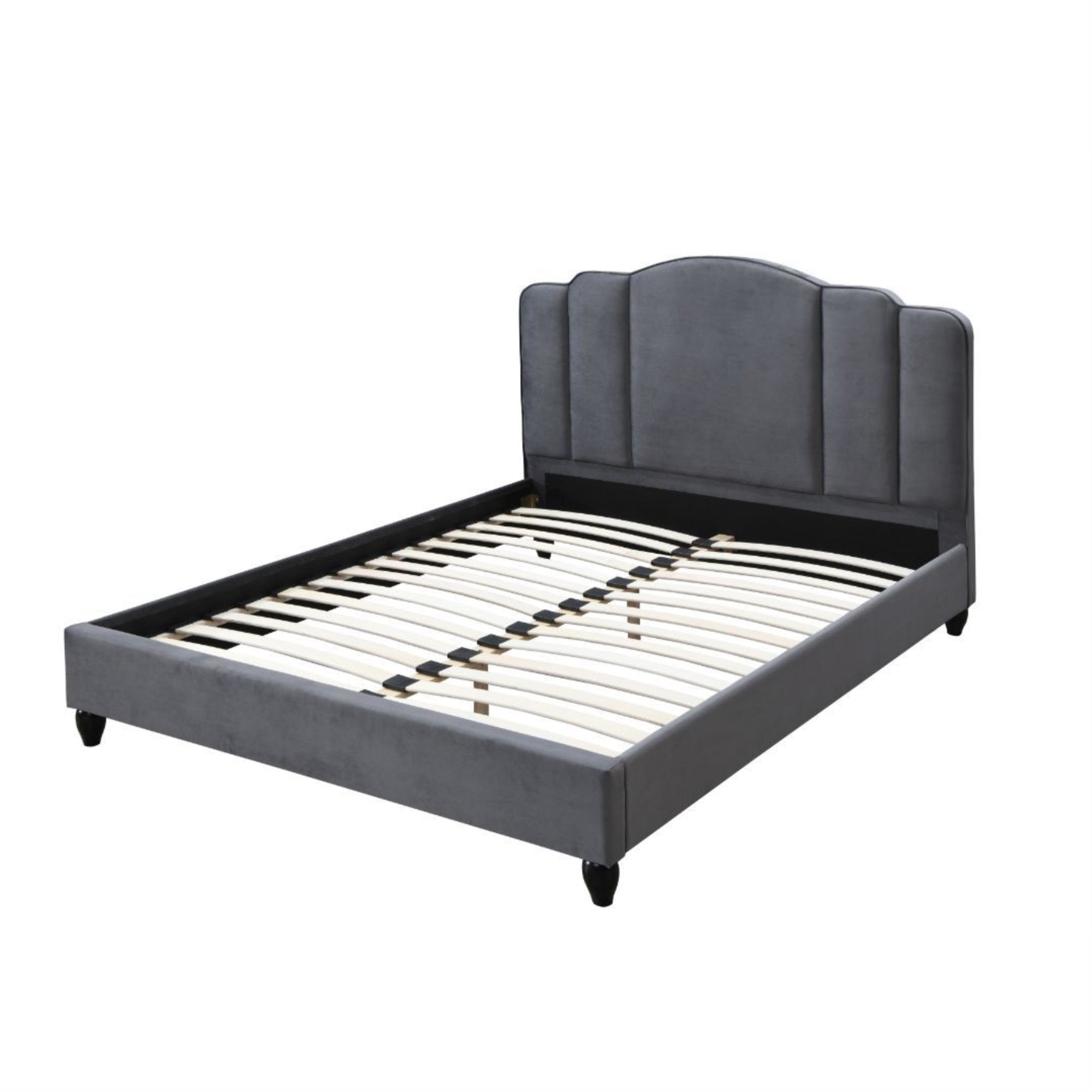 Acme Giada Channel-Tufted Fabric Eastern King Platform Bed in Charcoal
