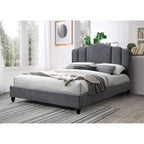 Acme Giada Channel-Tufted Fabric Eastern King Platform Bed in Charcoal