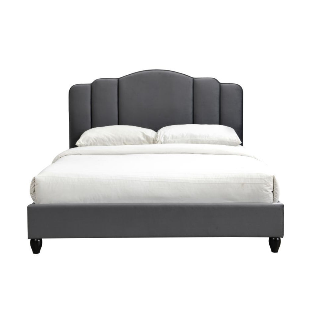 Acme Giada Channel-Tufted Fabric Queen Platform Bed in Charcoal