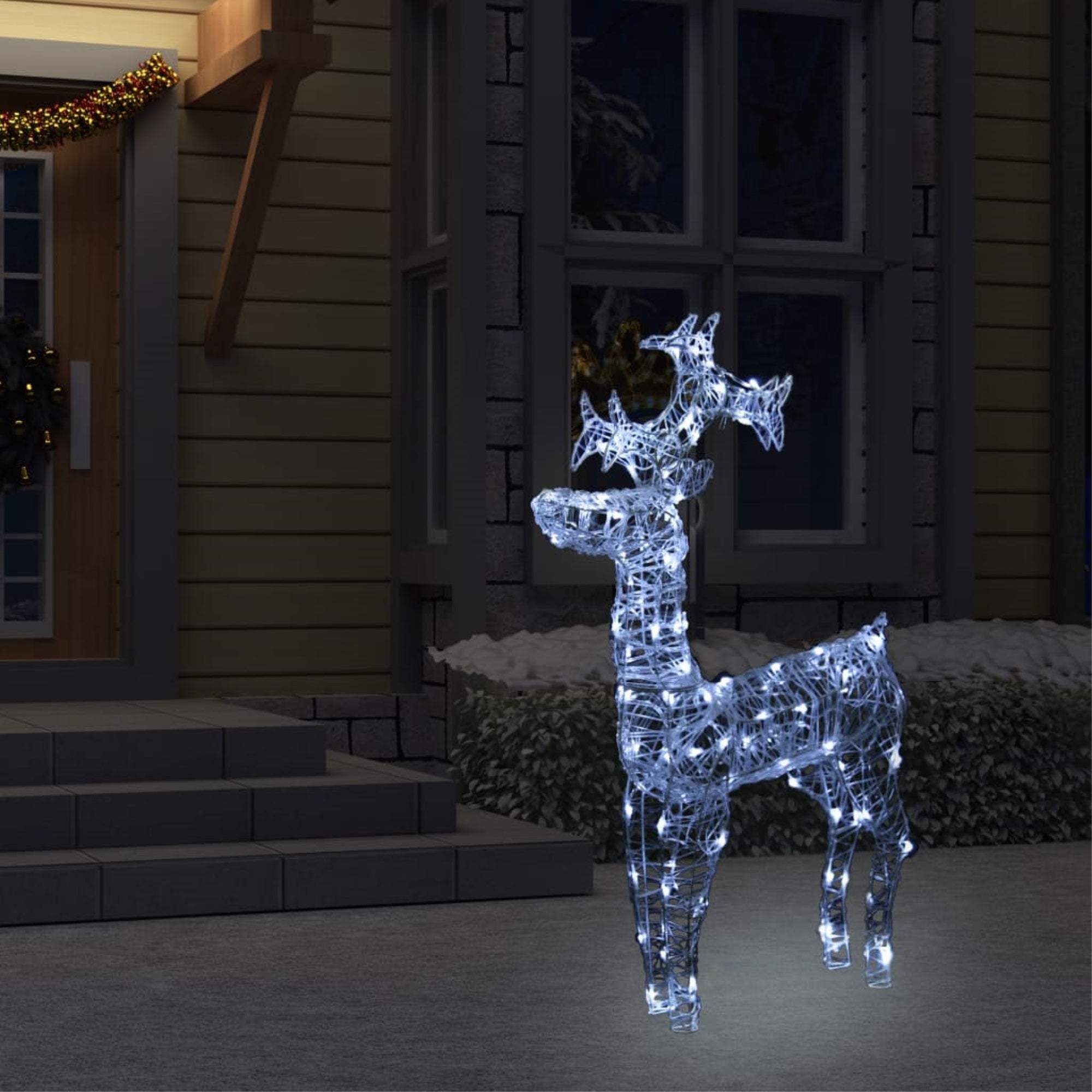 vidaXL Reindeer Christmas Decoration 90 LEDs 23.6''x6.3''x39.4'' Acrylic