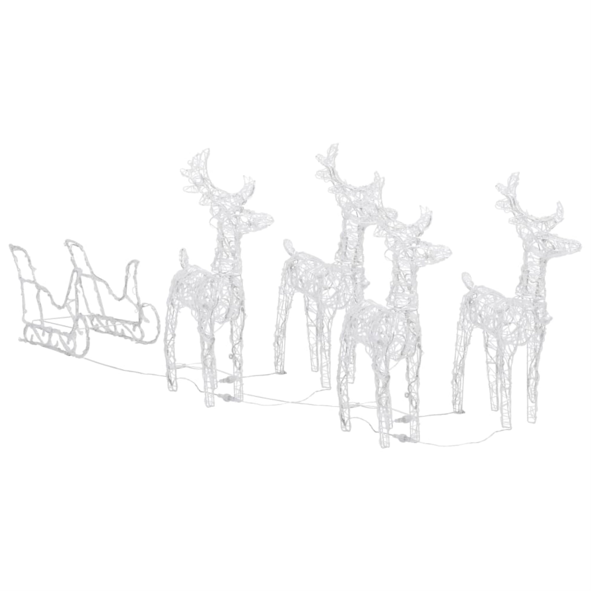 vidaXL Reindeers & Sleigh Christmas Decoration 110.2''x11''x21.7'' Acrylic