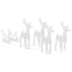 vidaXL Reindeers & Sleigh Christmas Decoration 110.2''x11''x21.7'' Acrylic
