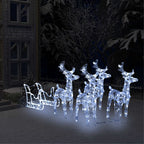 vidaXL Reindeers & Sleigh Christmas Decoration 110.2''x11''x21.7'' Acrylic