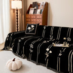 Chenille Jacquard Sofa Throw Cover with Tassel Soft Thick Couch Protector Blanket