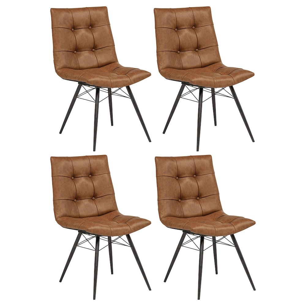 Aiken Faux Leather Upholstered Dining Side Chair Saddle Brown (Set of 4)