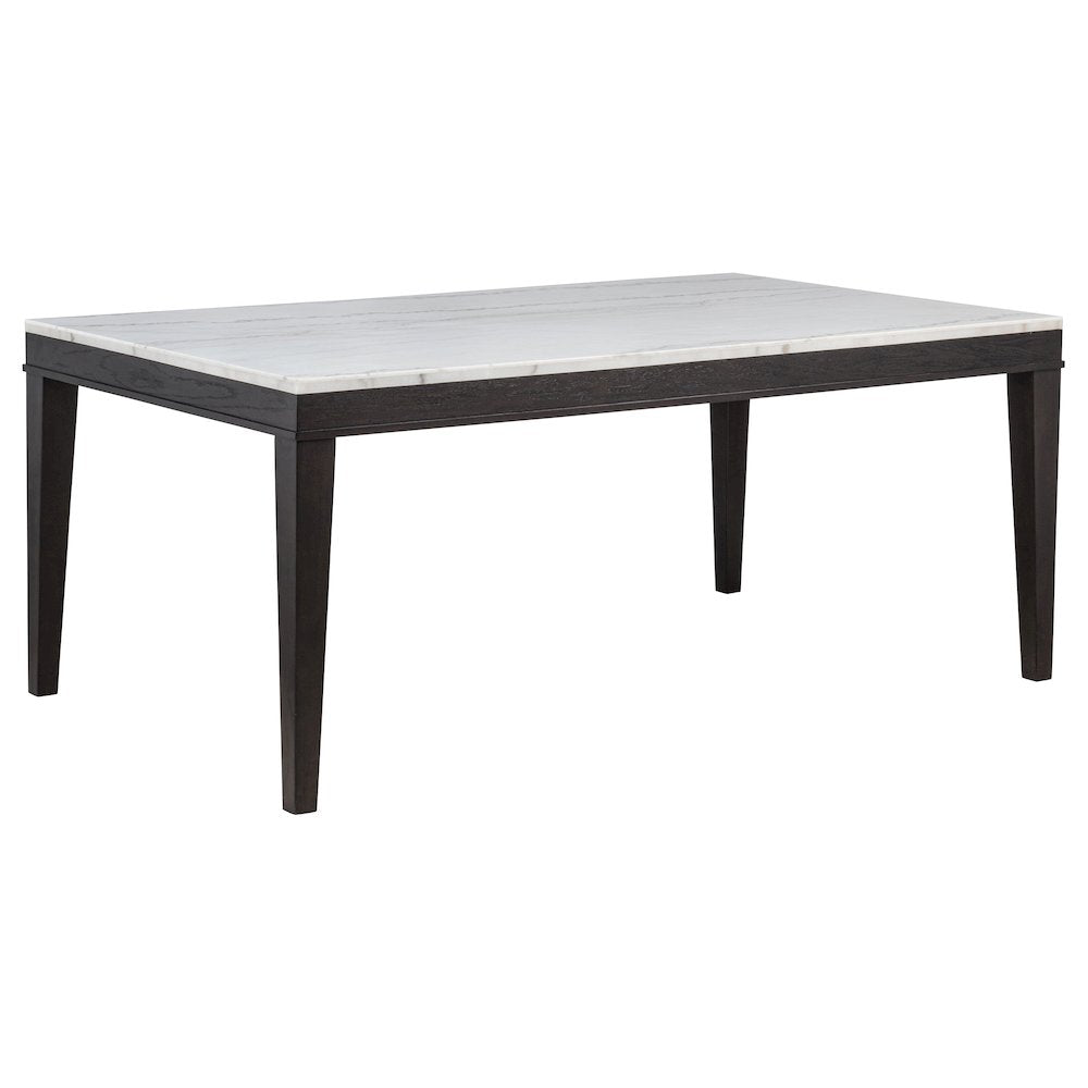 Averill 72inch Rectangular White Marble Top Dining Table Coffee Bean