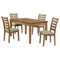 Atwood 5piece Rectangular Wood Dining Set Warm Brown