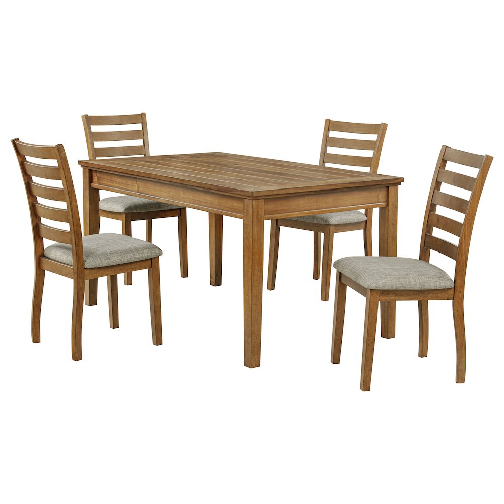 Atwood 5piece Rectangular Wood Dining Set Warm Brown