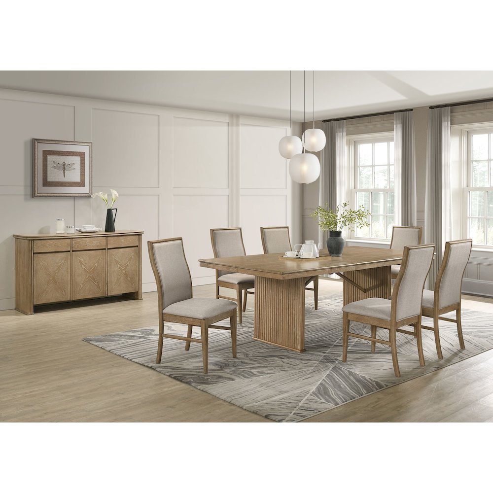 Adina 8piece Extension Dining Set Distressed Light Brown
