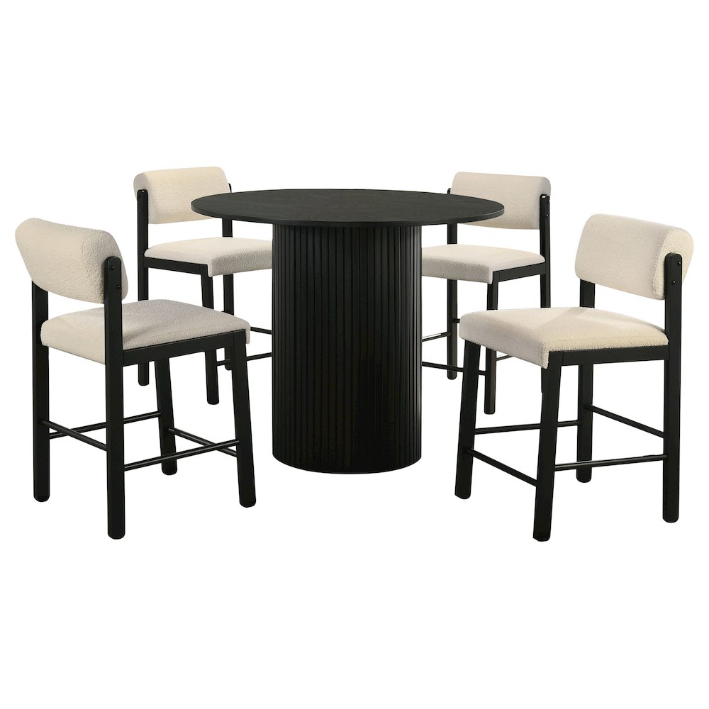 Hamlyn 5piece Round Wood Counter Height Dining Set Cream and Black