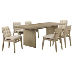 Decker 7piece 82inch Rectangular Dining Set Cream and Natural Oak