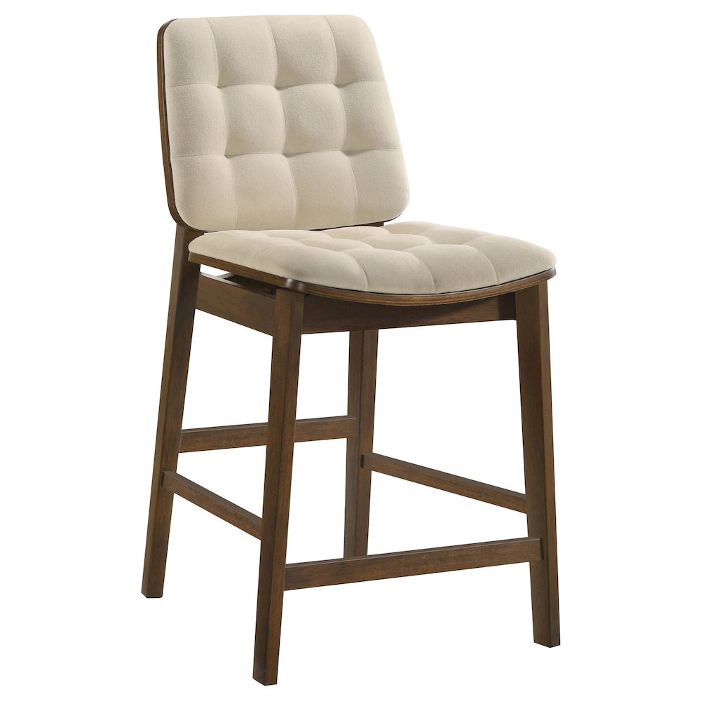 Redbridge Velvet Upholstered Counter Chair Cream and Walnut (Set of 2)