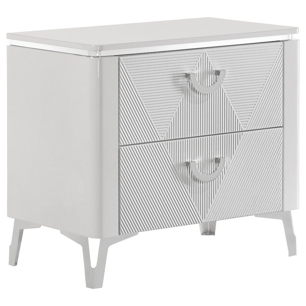 Cassia 2drawer Nightstand Bedside Table White High Gloss