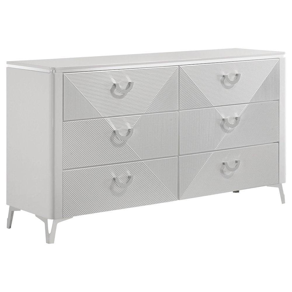 Cassia 6drawer Bedroom Dresser Cabinet White High Gloss