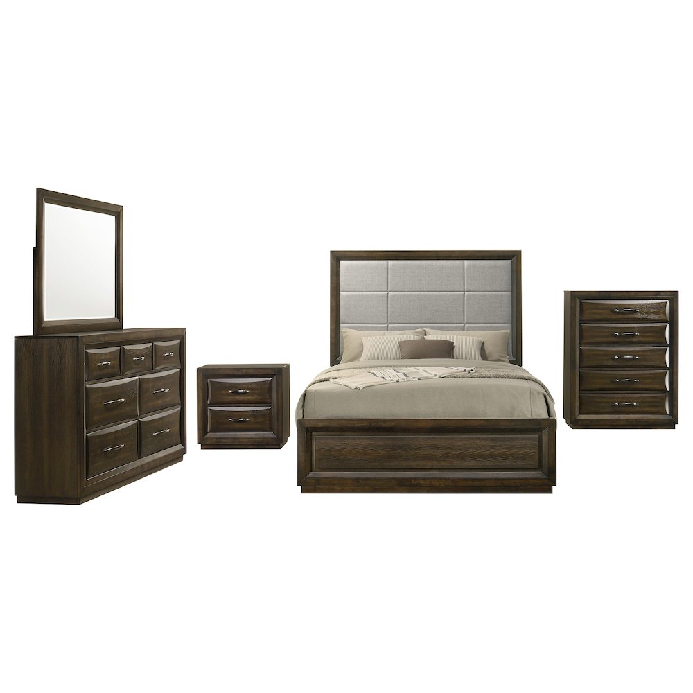 Atlas 5piece California King Bedroom Set Dark Oak