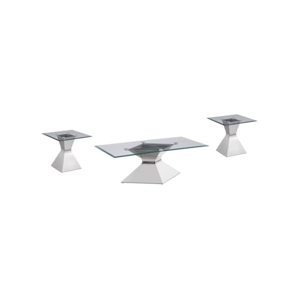 Jenny 3piece Rectangular Coffee and End Table Set Chrome