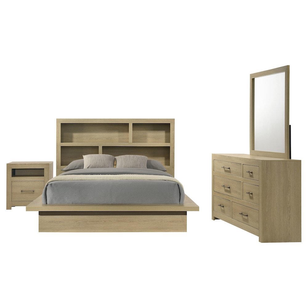 Hendricks 4piece Queen Bedroom Set Light Oak