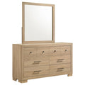 Arielle 6drawer Bedroom Dresser with Mirror Light Oak