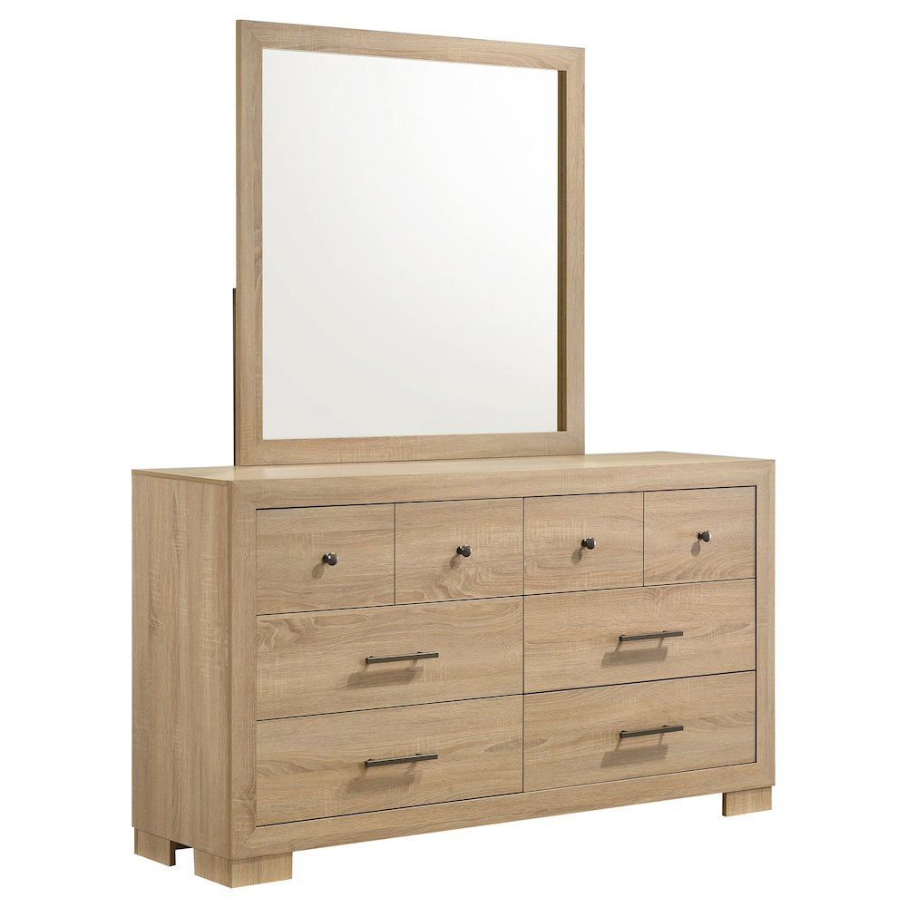 Arielle 6drawer Bedroom Dresser with Mirror Light Oak