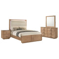 Leanne 4piece Eastern King Bedroom Set Light Oak
