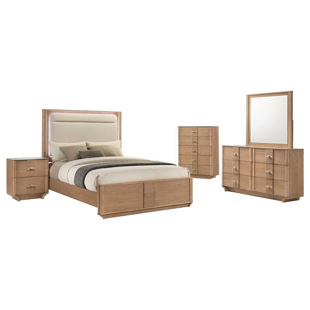 Leanne 5piece Eastern King Bedroom Set Light Oak