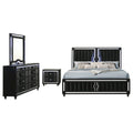 Ravenne 4piece Velvet Upholstered California King LED Bedroom Set Black