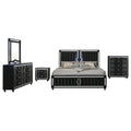 Ravenne 5piece Velvet Upholstered California King LED Bedroom Set Black