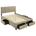 Wheatland 4drawer Upholstered Full Storage Bed Light Brown