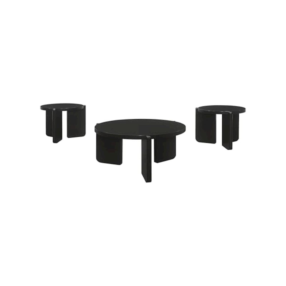 Cordova 3piece Solid Wood Coffee and End Table Set Black