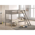 Ryder Wood Twin Over Twin Bunk Bed with Mattress Weathered Taupe