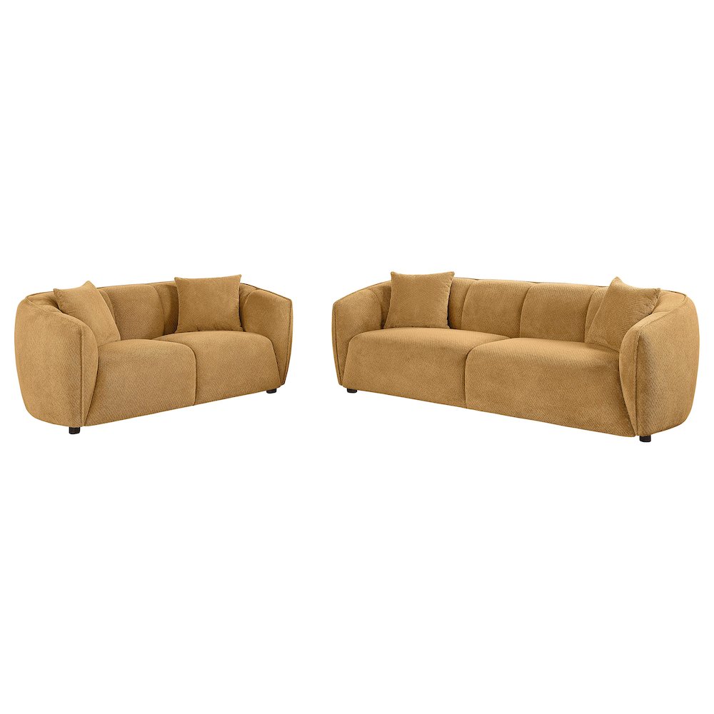 Aleisha 2piece Chenille Upholstered Sofa Set Mustard Yellow