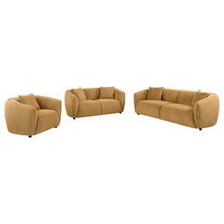 Aleisha 3piece Chenille Upholstered Sofa Set Mustard Yellow