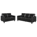 Scotland 2piece Faux Leather Upholstered Sofa Set Black