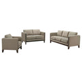 Islington 3piece Upholstered Panel Arm Sofa Set Taupe