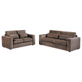 Amador 2piece Chenille Upholstered Track Arm Sofa Set Chocolate
