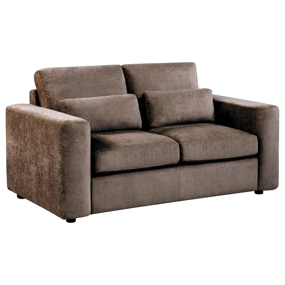 Amador Chenille Upholstered Track Arm Loveseat Chocolate