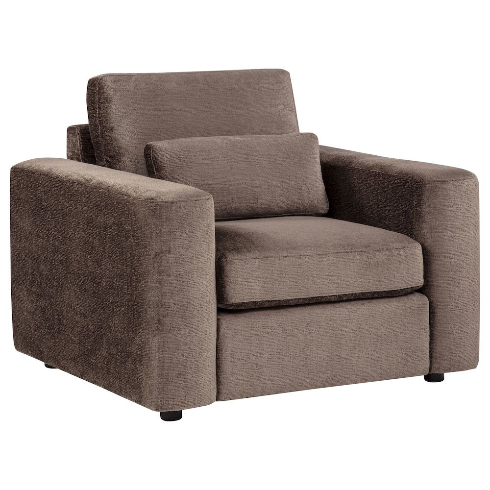 Amador Chenille Upholstered Track Arm Accent Chair Chocolate
