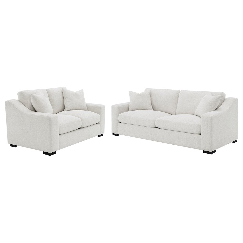 Ashlyn 2piece Upholstered Track Arm Sofa Set Sand