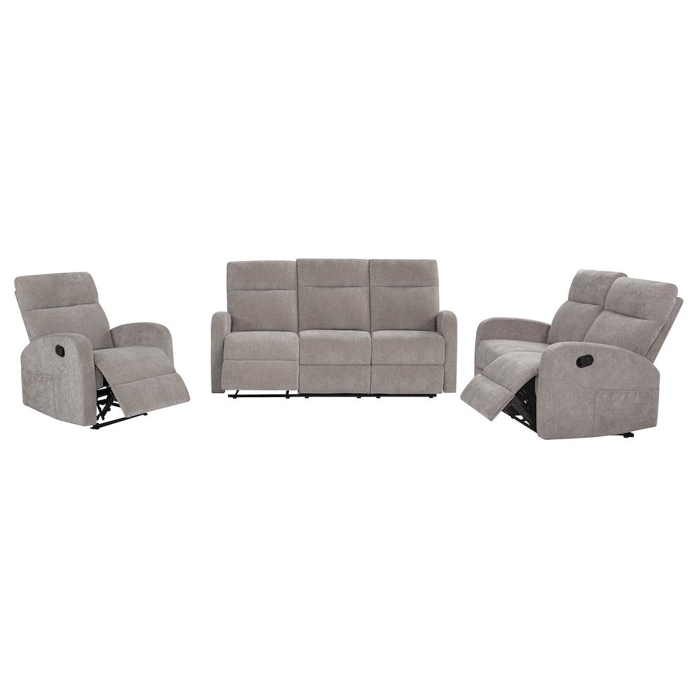 Hamilton Chenille Upholstered Manual Reclining Sofa Sand